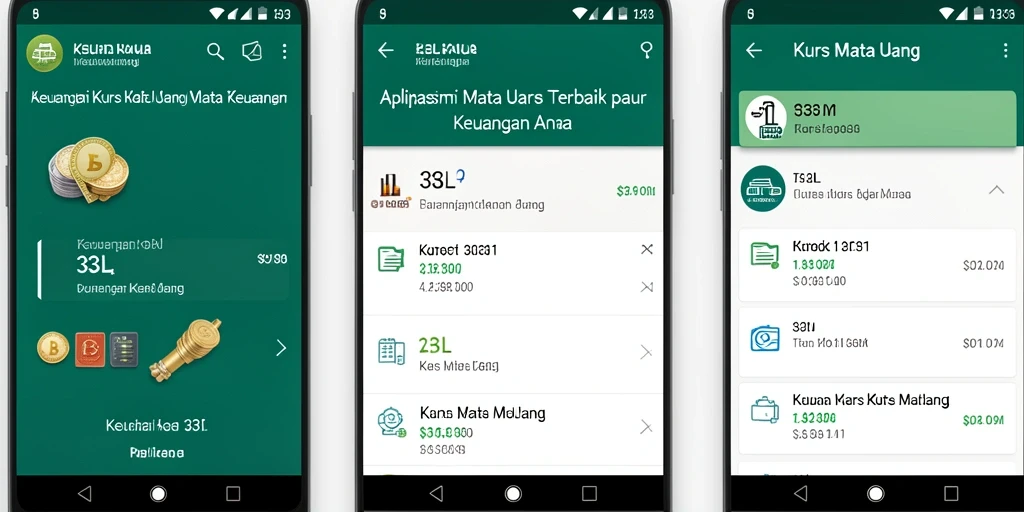 Tampilan antarmuka intuitif aplikasi Kurs Mata Uang 33L.