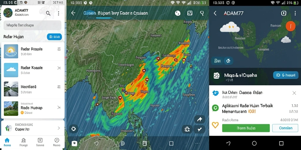 Tampilan antarmuka ADAM77 yang menampilkan fungsi Radar Hujan.