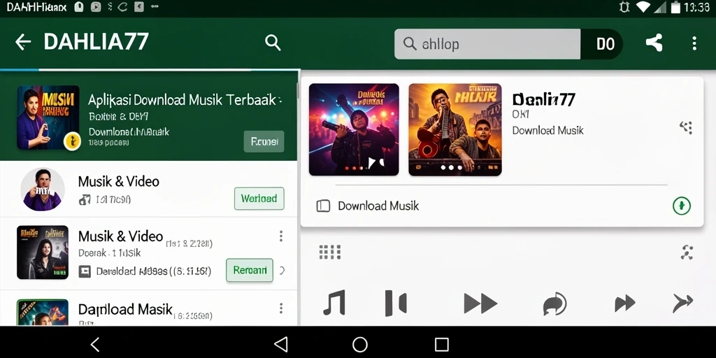 Tampilan antarmuka modern DAHLIA77 untuk Download Musik yang sederhana dan intuitif.