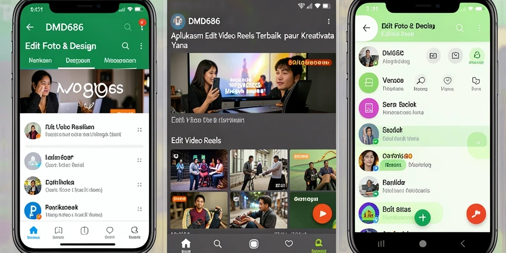 Screenshot aplikasi DMD686 menampilkan antarmuka editing video reels yang intuitif.