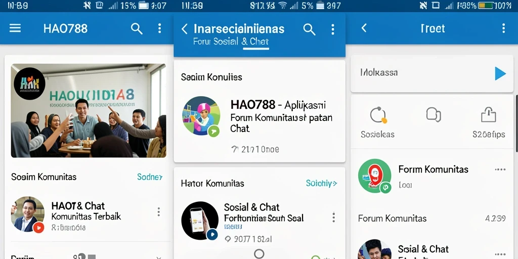 Screenshot antarmuka aplikasi HAO788 dengan fungsi Forum Komunitas.