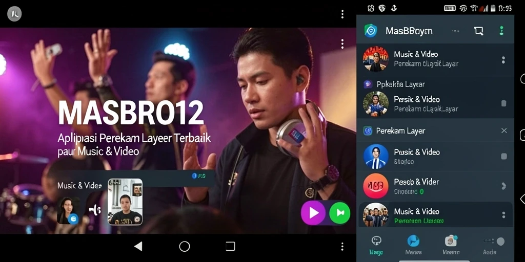 Antarmuka aplikasi MASBRO12 saat merekam layar dengan perekaman suara.