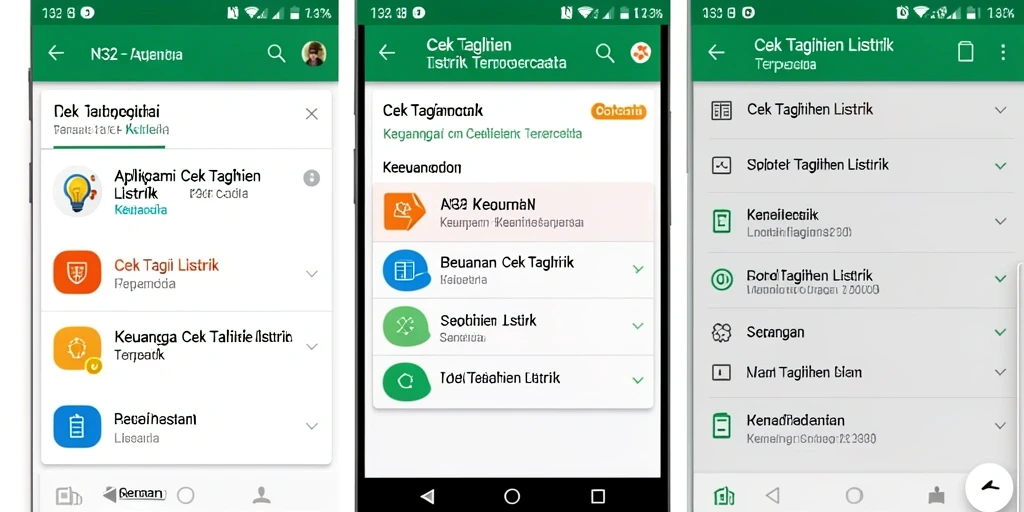 Tampilan antarmuka N32 untuk cek tagihan listrik yang sederhana dan informatif.