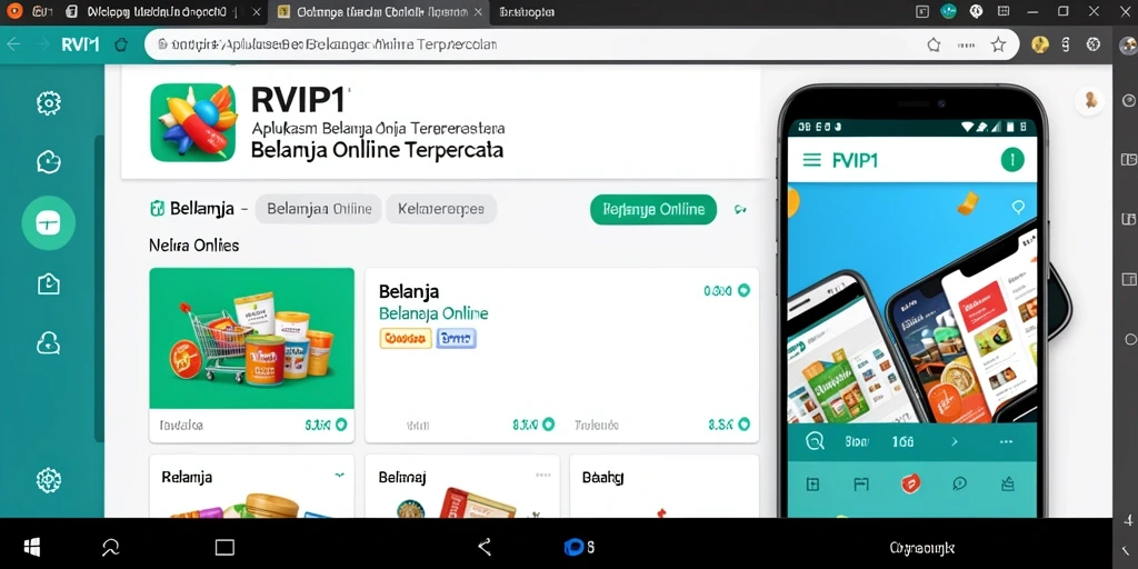 Tampilan antarmuka pengguna aplikasi RVIP1 untuk belanja online.