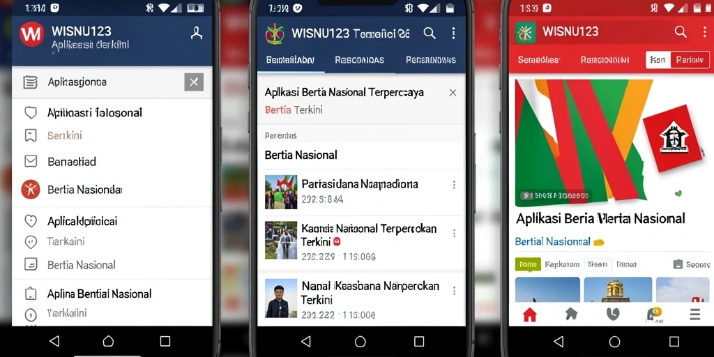 Antarmuka aplikasi WISNU123 untuk berita nasional yang informatif.